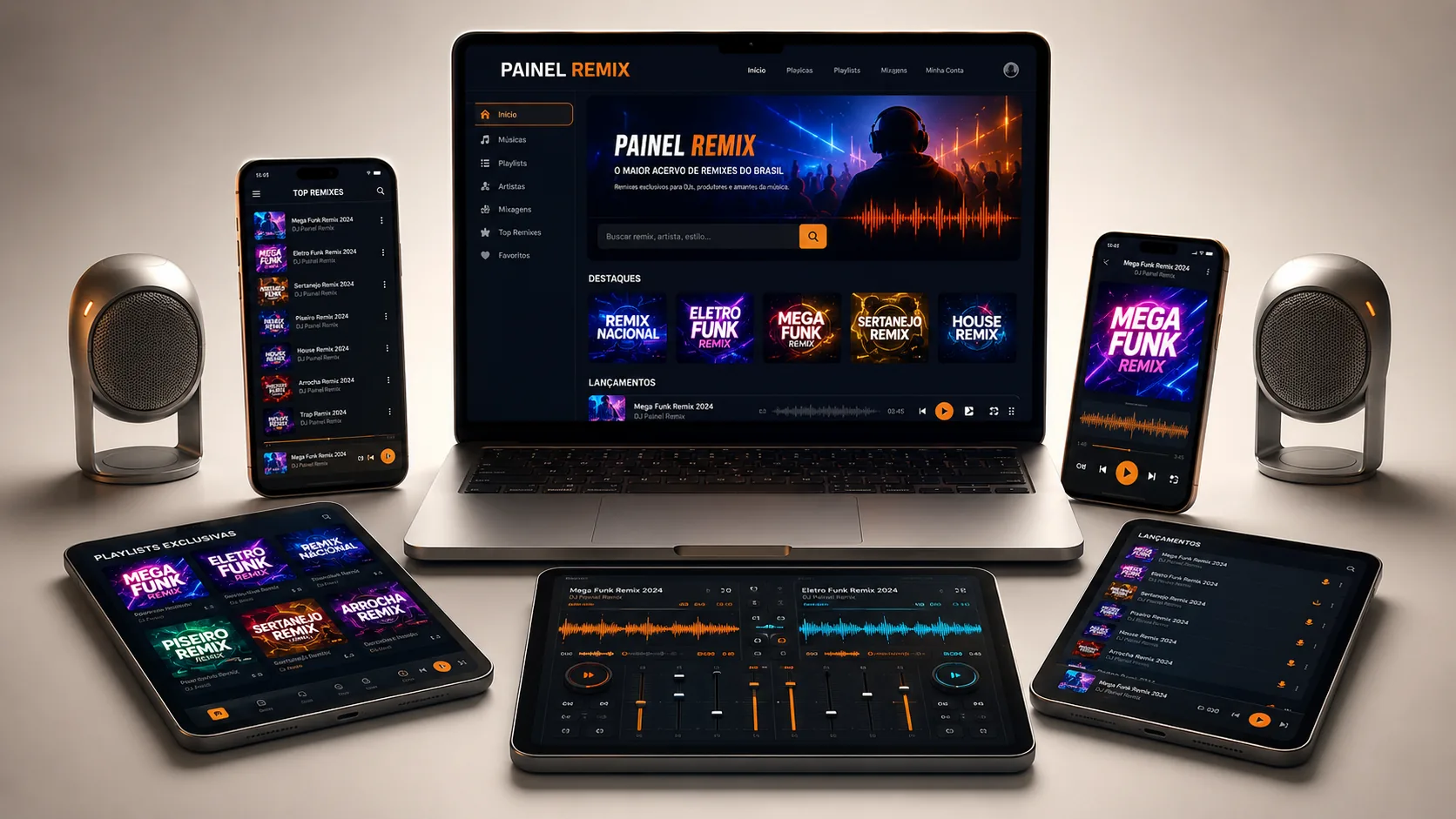 Painel Remix em vários dispositivos